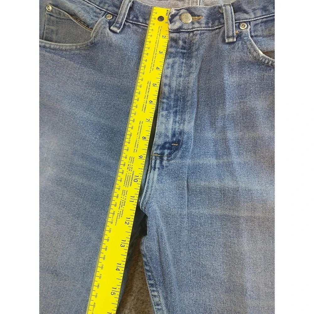 Wrangler 9760WDR Mens Light Wash Straight Leg Denim Jeans Blue 34x33 Distressed